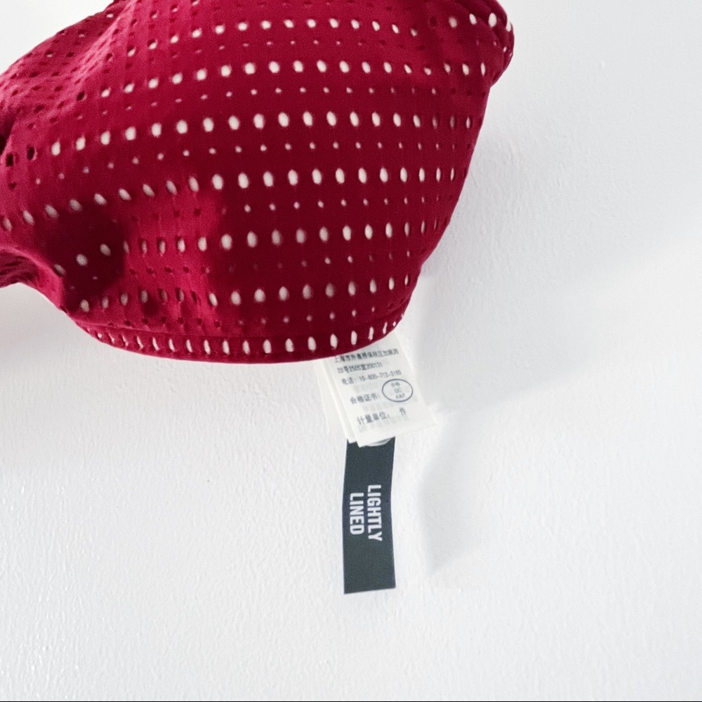 NWT Abercrombie & Fitch Red Front Tie Bikini Top with Adjustable Straps - Picture 3 of 6